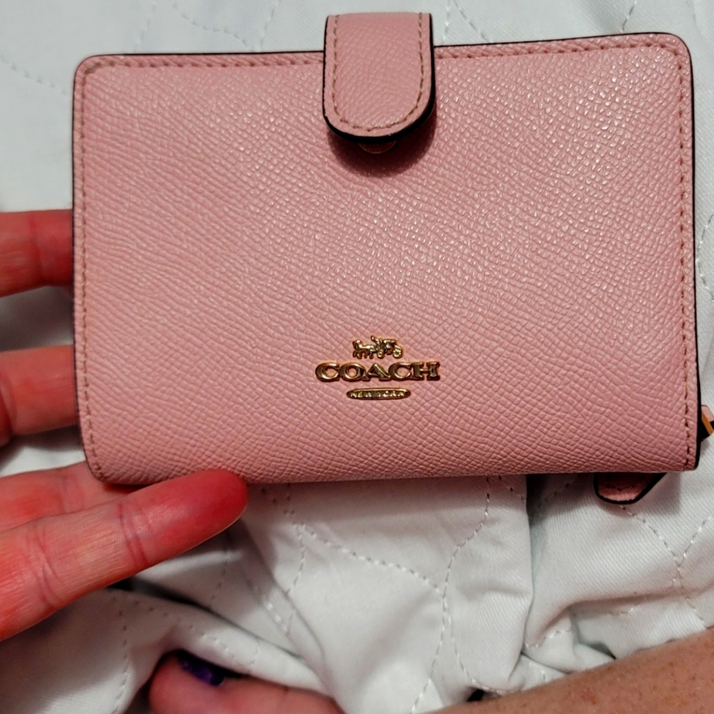 Coach Pink Peach Wallet with coin zipper